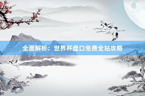 全面解析:世界杯盘口免费全站攻略